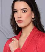 Gold flower long earring