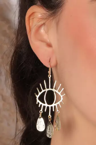 Evil eye drop earring