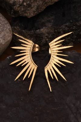 gold sun rays climber stud earring 2