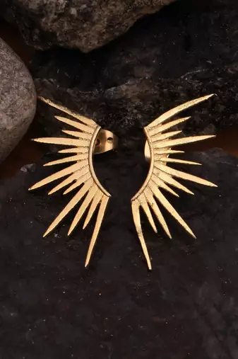 gold sun rays climber stud earring