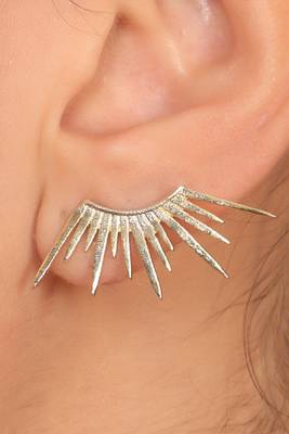 gold sun rays climber stud earring 3