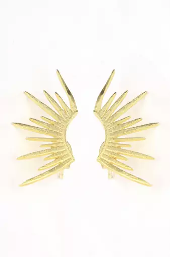 gold sun rays climber stud earring