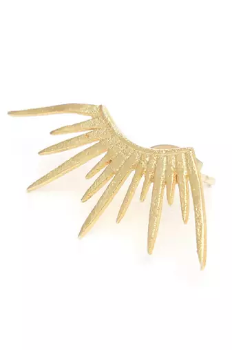 gold sun rays climber stud earring