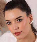 Gold leaf climber stud earrings