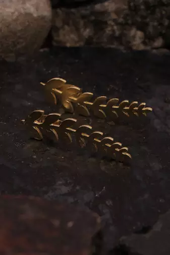 Gold leaf climber stud earrings