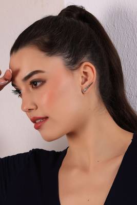 Gold cirque climber stud earrings 1
