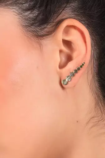 Gold cirque climber stud earrings