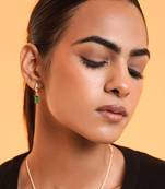 Emerald huggie drop earring