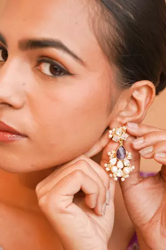 Noor crescent earrings- amethyst