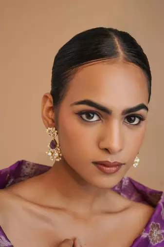Noor crescent earrings- amethyst