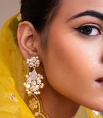 Noor crescent earrings- rose quartz
