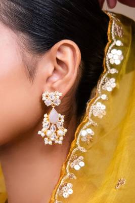 Noor crescent earrings- rose quartz 3
