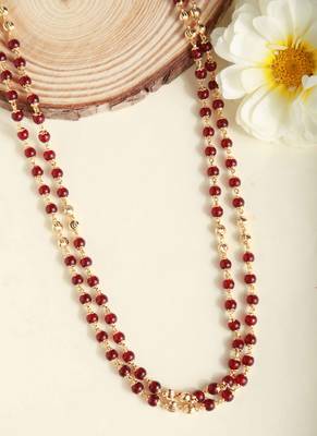 Red Beads Chain Double Line With Gold Beads 1