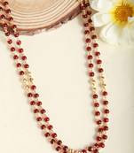 Red Beads Chain Double Line With Gold Beads