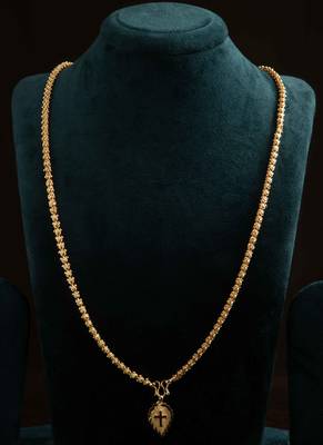 Golden Mangalsutra Medium Length With Cross Pendant 2