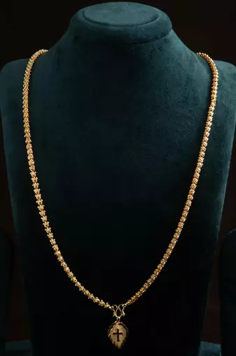 Golden Mangalsutra Medium Length With Cross Pendant