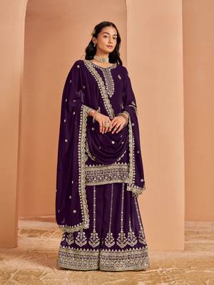 Purple premium georgette embroidered salwar suit 1