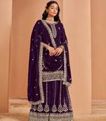 Purple premium georgette embroidered salwar suit