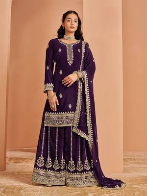 Purple premium georgette embroidered salwar suit 2