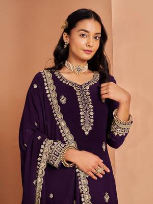 Purple premium georgette embroidered salwar suit 3
