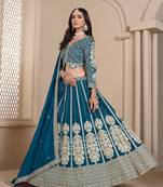 Teal Shimmer Art Silk Designer Lehenga With Blouse