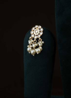 Gold-Plated Necklace with Pearl Jhumkis & Stone-Studded Earrings Set 3
