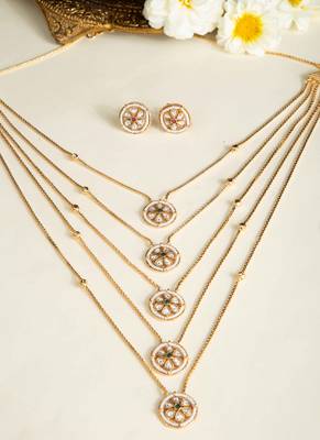 Elegant Gold Long Layer Chain with Round Pendant 1