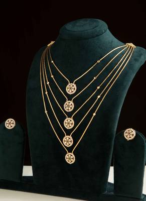 Elegant Gold Long Layer Chain with Round Pendant 2