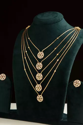 Elegant Gold Long Layer Chain with Round Pendant