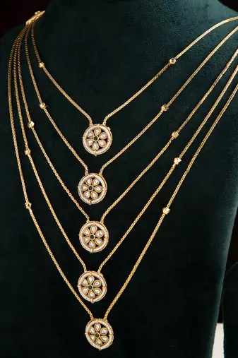 Elegant Gold Long Layer Chain with Round Pendant