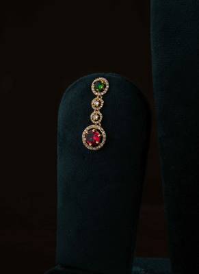 Gold Chain Necklace with Pink Stone Pendant & Matching Earrings 2