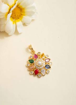 Multicolor stone studded pendant necklace 1