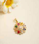 Multicolor stone studded pendant necklace