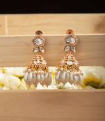 Classic Kundan Jhumka Earrings with White Drops