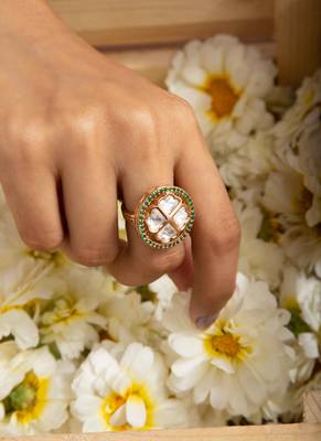 Kundan and american diamond stone ring 1