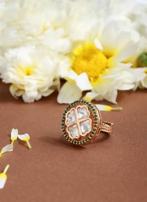 Kundan and american diamond stone ring 2