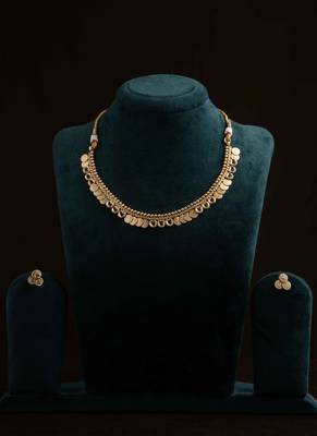 Gold-Plated Necklace with Red & Green Stone Accents 2