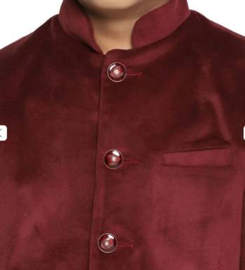 Maroon plain velvet boys-blazer 3