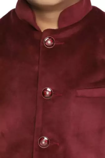 Maroon plain velvet boys-blazer