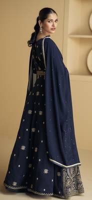 Blue embroidered georgette anarkali salwar suit 3