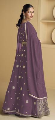 Mauve embroidered georgette anarkali salwar suit 3