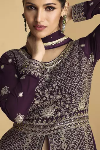 Purple Georgette Anarkali Salwar Suit