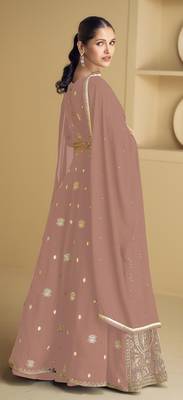 Peach embroidered georgette anarkali salwar suit 3