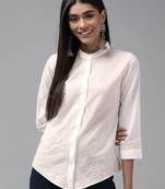 Hand embroidered white cotton lucknowi chikankari shirt