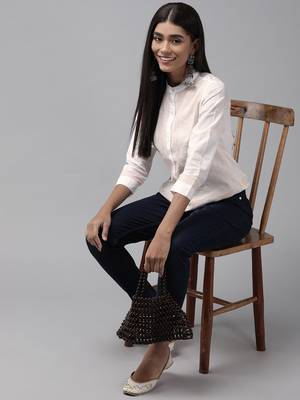 Hand embroidered white cotton lucknowi chikankari shirt 4