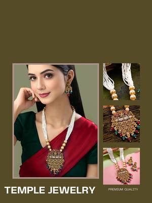 Mansiyaorange south indian peacock long chain pendant long necklace jewelry artificial imitation set for women 4