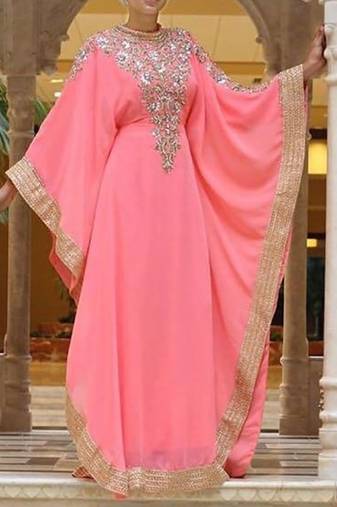 Peach Partywear Kaftan for Women