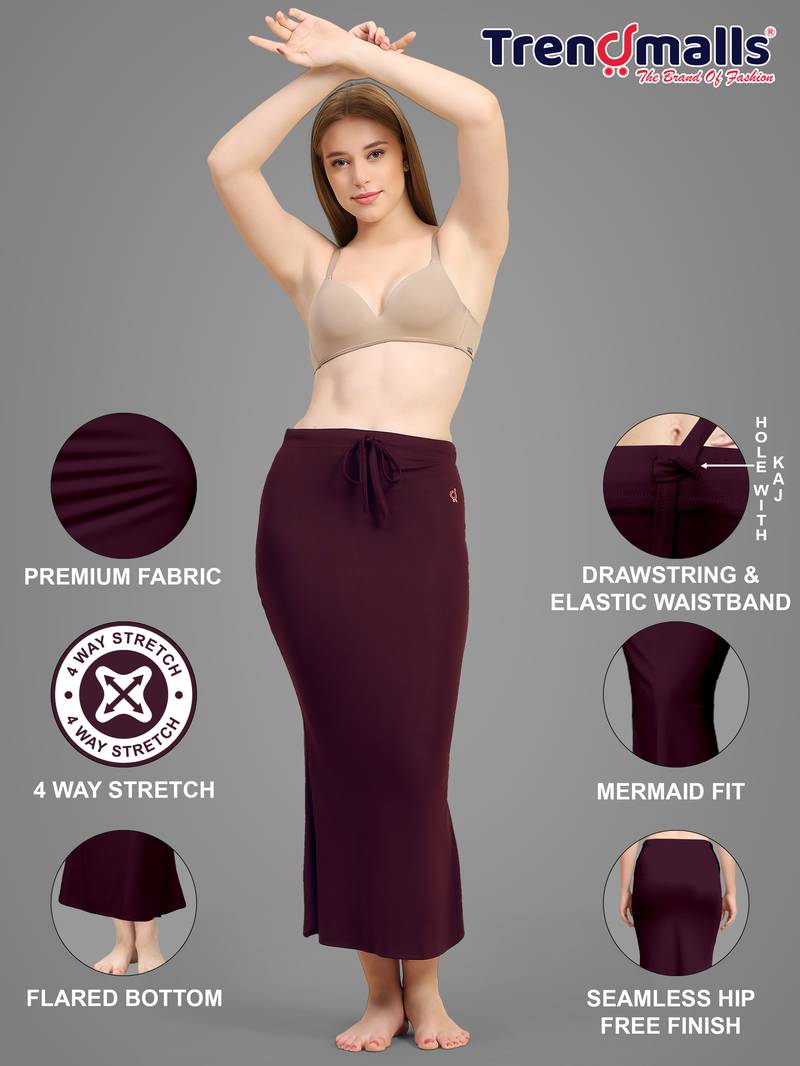 Women's Plain Nylon Petticoat Skirts Saree Silhouette Shape Wear set of 2