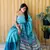 Sky-Blue Printed Handloom Saree