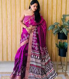 Purple Printed Handloom Saree